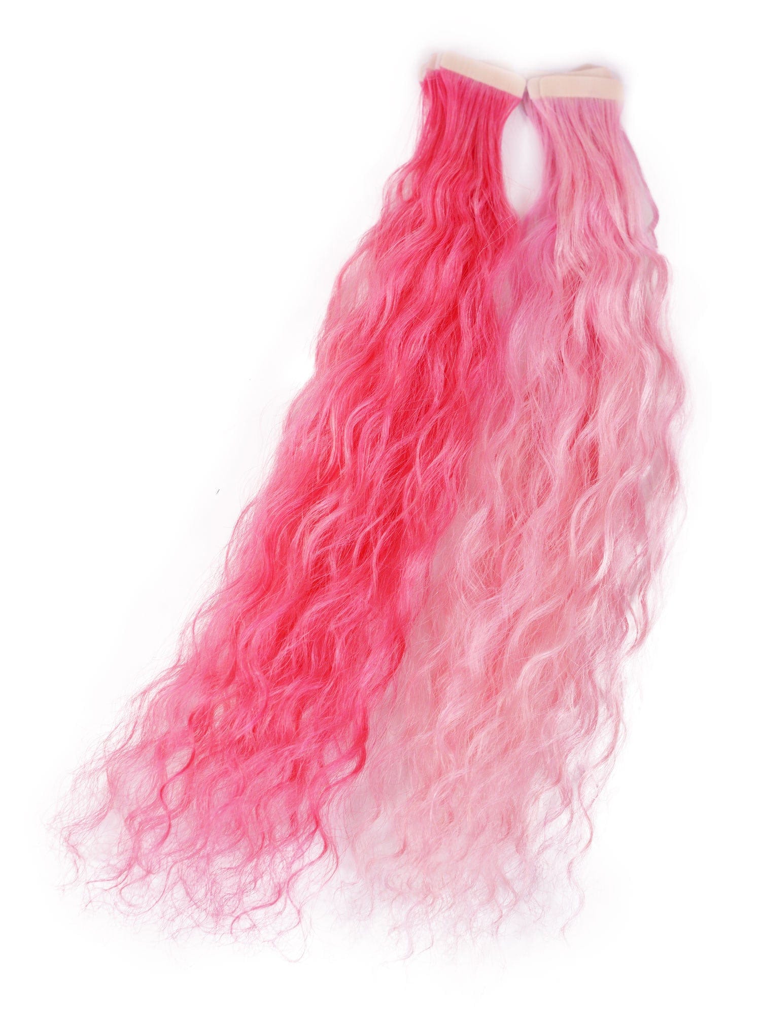 Pink Cheap Curly Ponytails with Clips