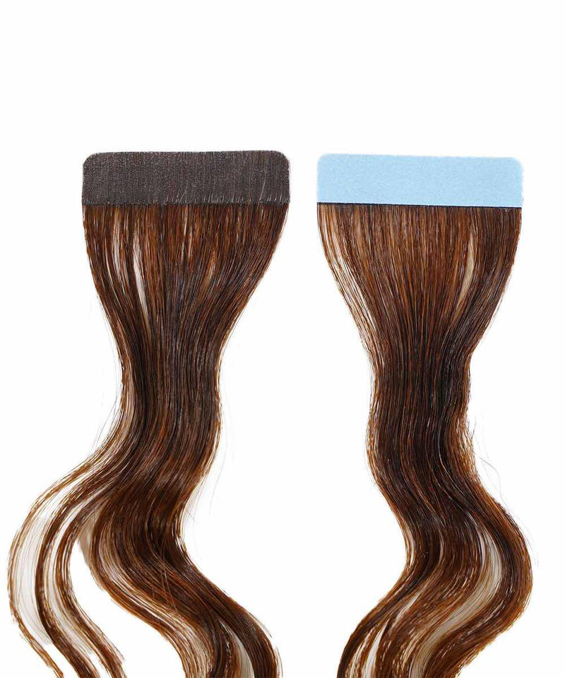 chocolate brown (3) curly tape in hair extensions by Perfect Locks#color_chocolate-brown-(3)