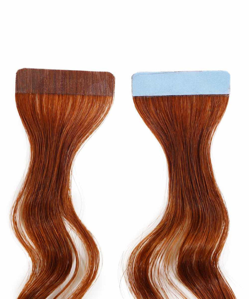 ice blonde (60S) curly tape in hair extensions by Perfect Locks#color_dark-auburn-(33)