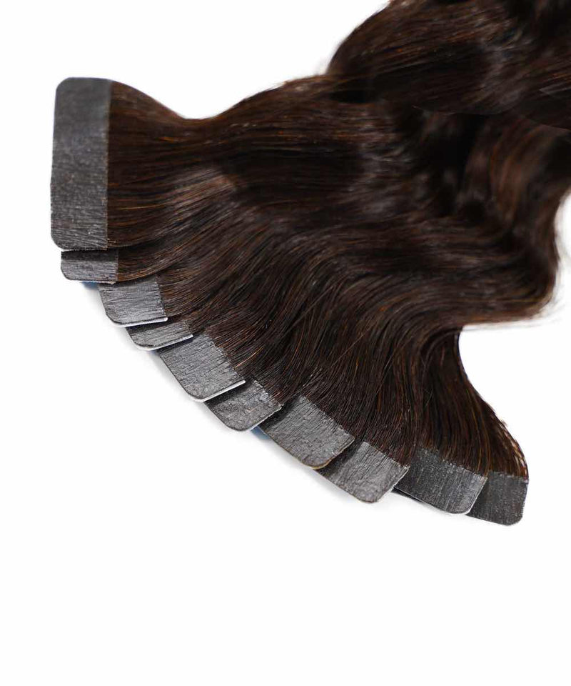 natural black (1B) curly tape in hair extensions by Perfect Locks Natural Black Curly Tape-In Hair Extensions #color_natural-black-(1B)