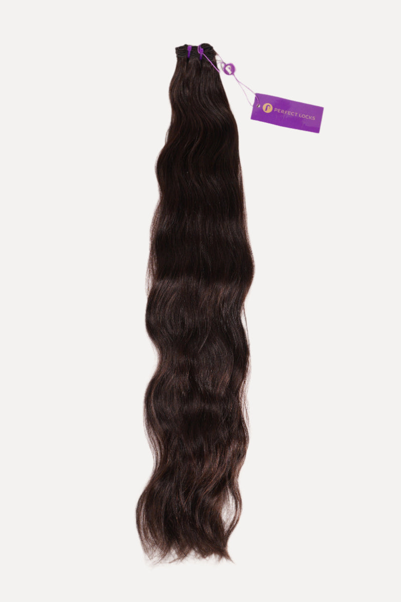 Wavy Hand-Tied Rows / Natural Black / 24" 3.6 oz