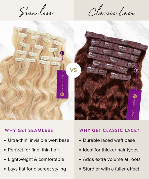 curly seamless clip-in hair extensions set by perfect locks