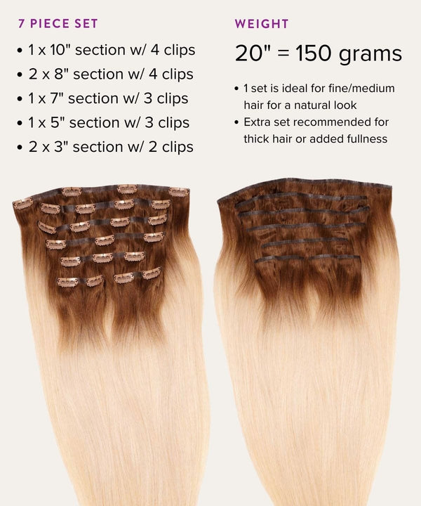 straight seamless clip-in hair extensions set by perfect locks