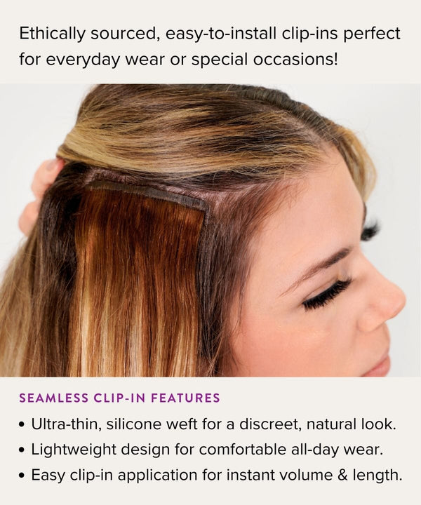 straight seamless clip-in hair extensions set by perfect locks