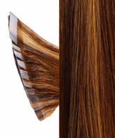 warm mocha lowlights (2/4/6) straight tape in hair extensions by Perfect Locks#color_warm-mocha-lowlights-(2/4/6)