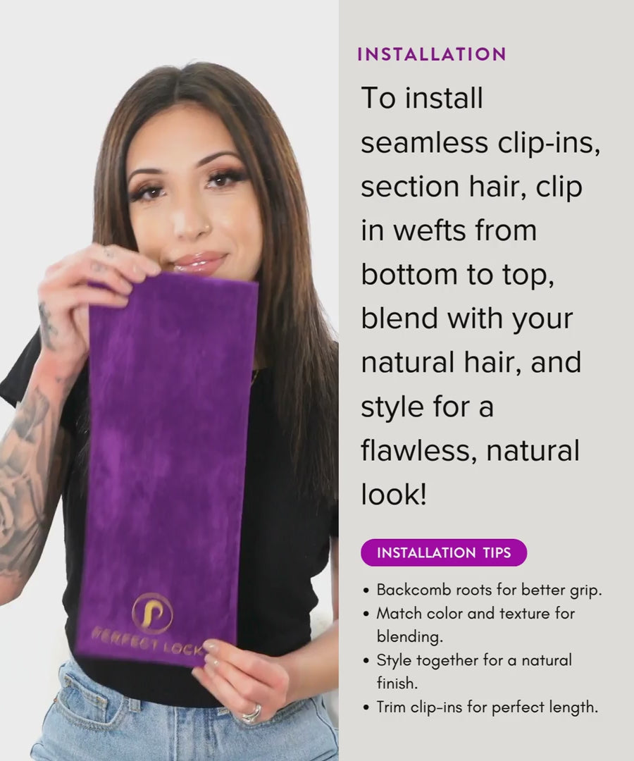 straight seamless clip-in hair extensions set by perfect locks